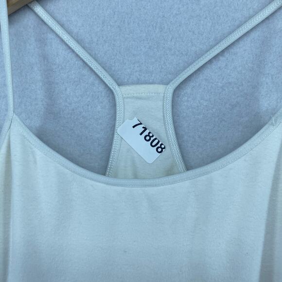 EILEEN FISHER Tank Top M Organic Cotton Jersey Racerback Halter Shelf Bra Ivory - Picture 13 of 13